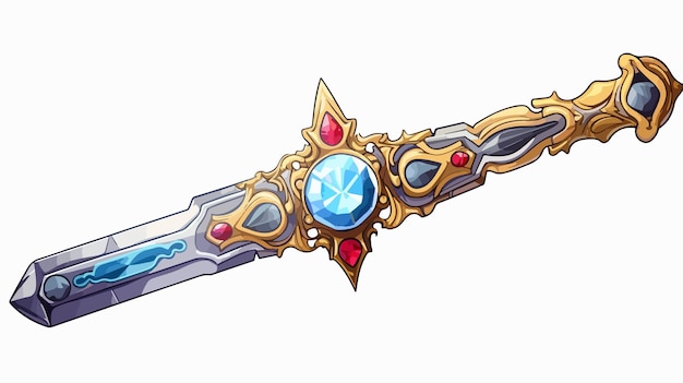 Vector cartoon doodle jeweled sword vector illustration