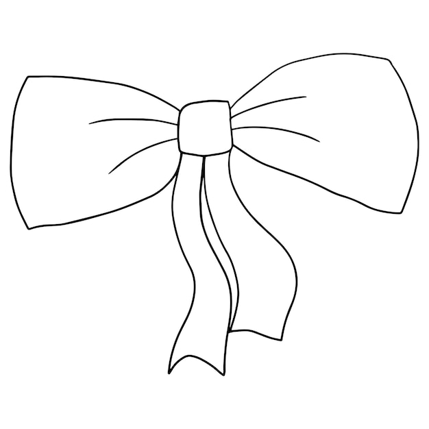 Cartoon doodle linear bow isolated on white background.