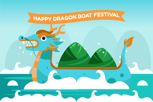 Cartoon dragon boat illustration