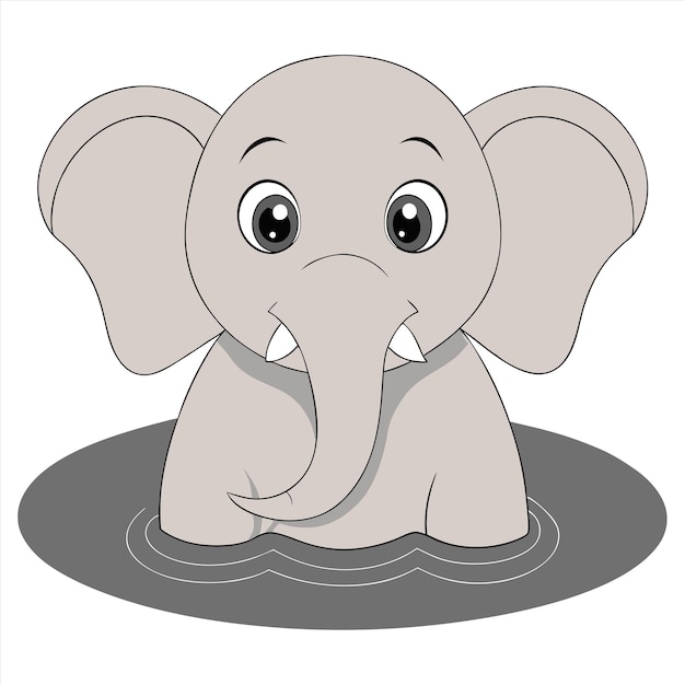 Vector a cartoon drawing of a baby elephant with a big smile on its face