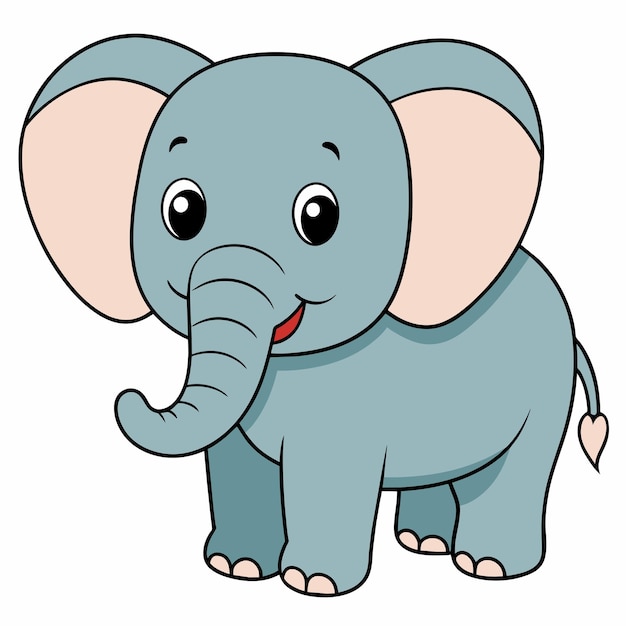 a cartoon drawing of a baby elephant with a big smile