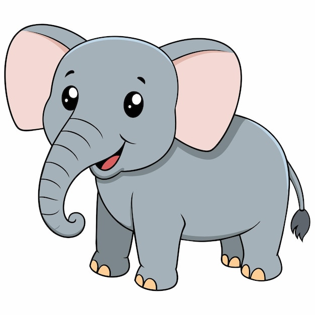 Vector a cartoon drawing of a baby elephant with a pink nose