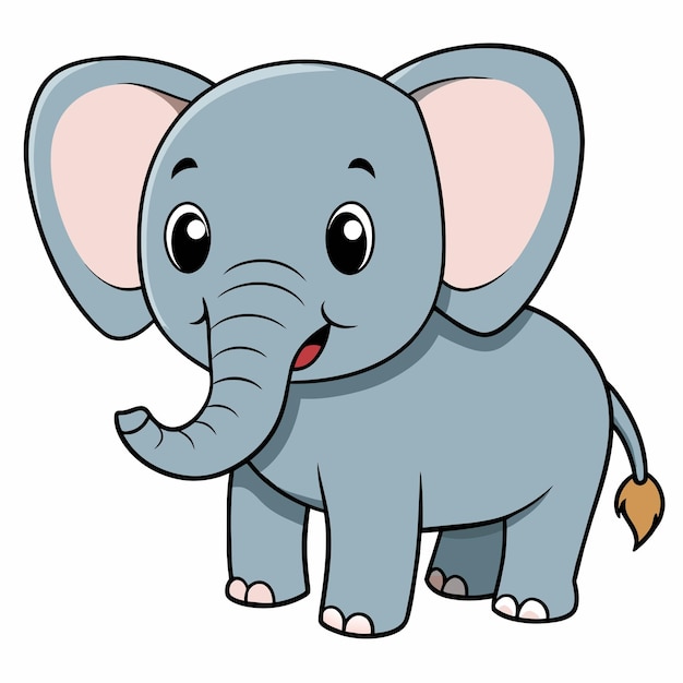 Vector a cartoon drawing of a baby elephant with a pink nose