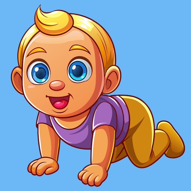 Vector a cartoon drawing of a baby with blue eyes and a yellow shirt