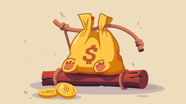 Vector a cartoon drawing of a bag of money with a dollar sign on it