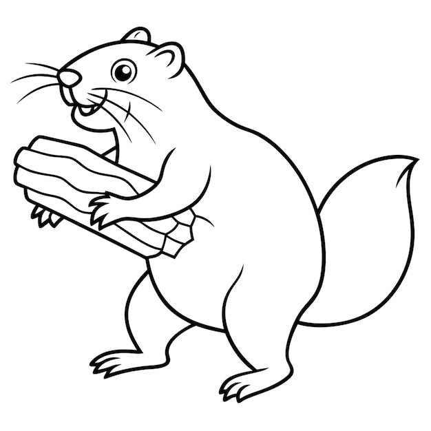 Vector a cartoon drawing of a beaver holding a piece of food