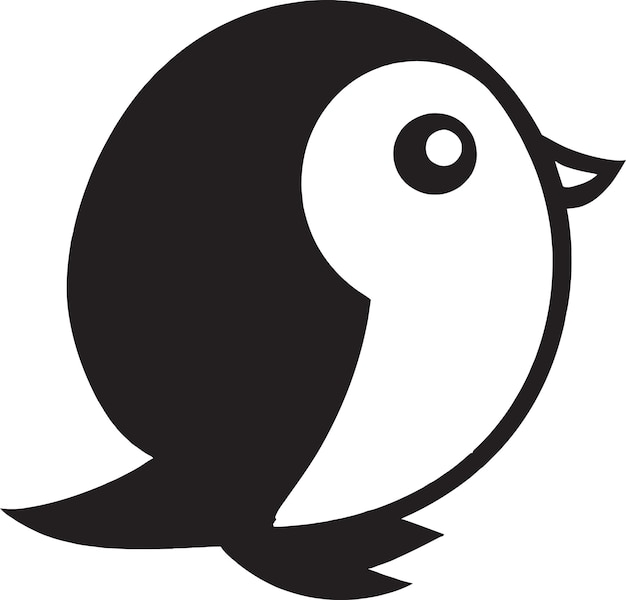 A cartoon drawing of a bird with a black and white face.