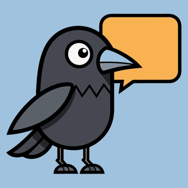 Vector a cartoon drawing of a bird with a yellow envelope in the mouth