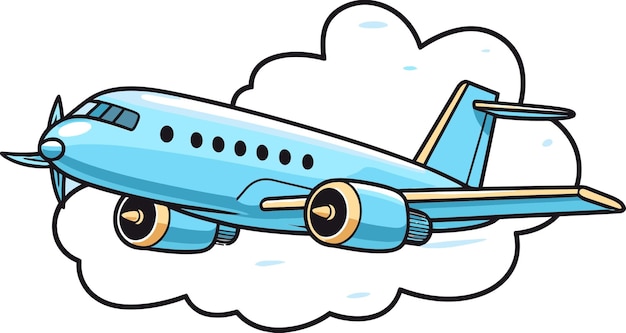 Vector a cartoon drawing of a blue airplane with the words  air  on the bottom