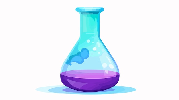 a cartoon drawing of a blue flask with blue liquid and a blue bubble