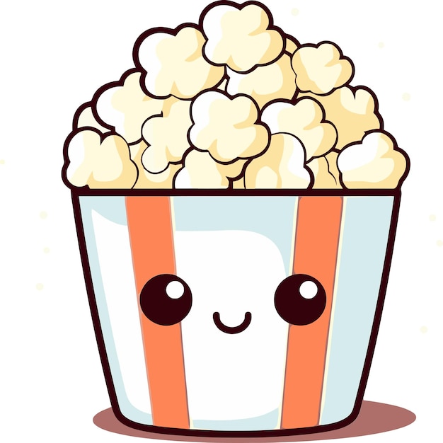 Vector a cartoon drawing of a box of popcorn with a smiley face on it