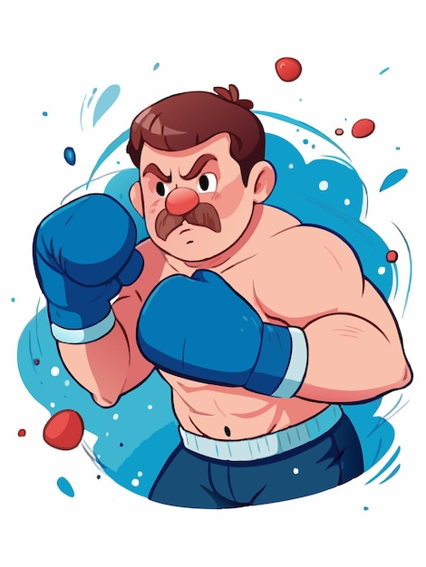 Vector a cartoon drawing of a boxer with a mustache and a mustache