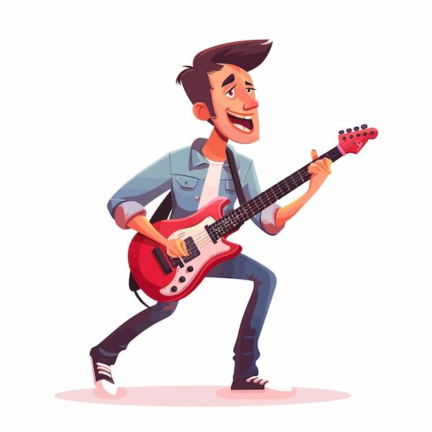 Vector a cartoon drawing of a boy with a guitar in his hand