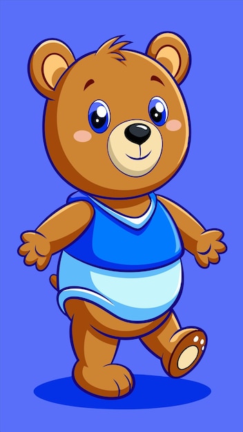 Vector a cartoon drawing of a brown bear with blue eyes and a blue shirt