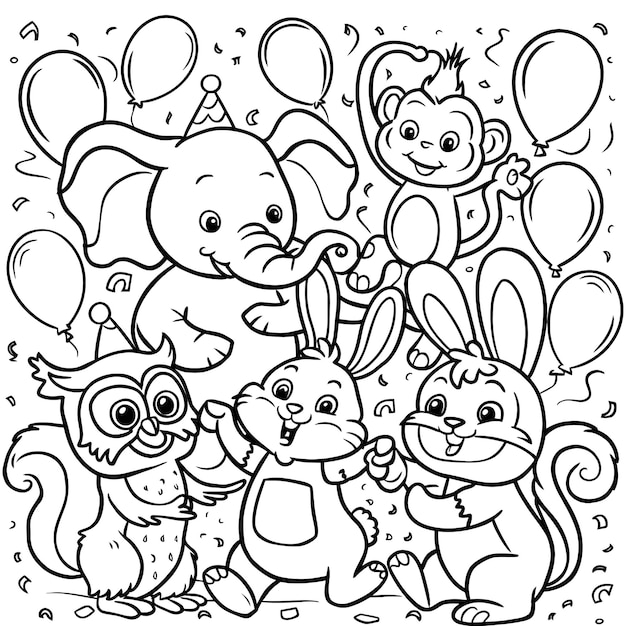 a cartoon drawing of a bunny and a bunny with balloons