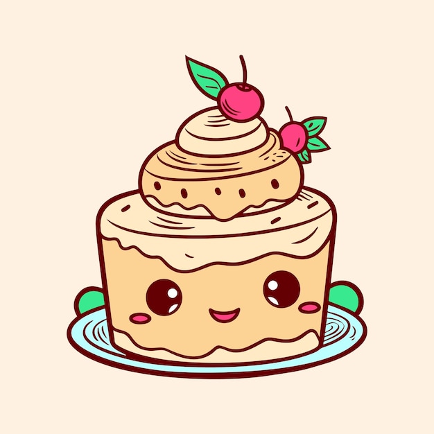 A cartoon drawing of a cake with a cherry on top.