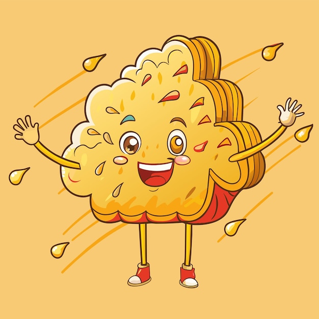 Vector a cartoon drawing of a cheese pizza with a smile on his face