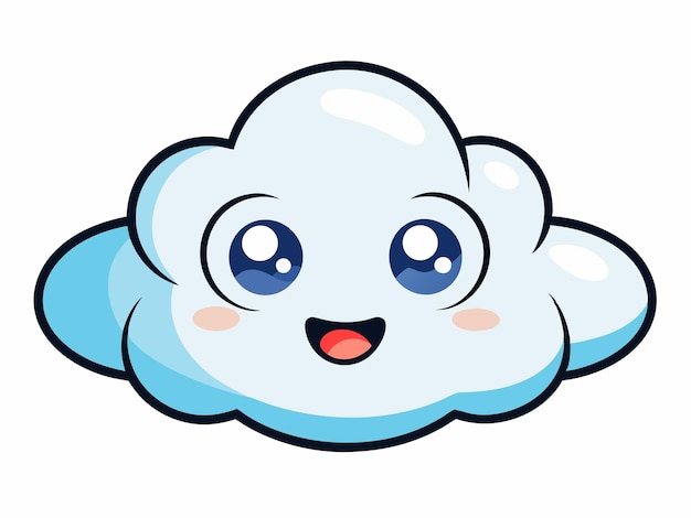 Vector a cartoon drawing of a cloud that has eyes open