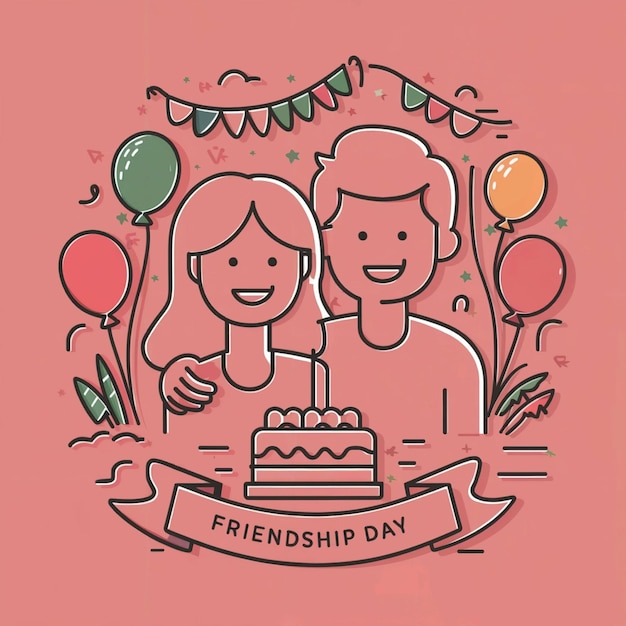 a cartoon drawing of a couple celebrating friendship day