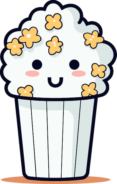 a cartoon drawing of a cupcake with flowers on it