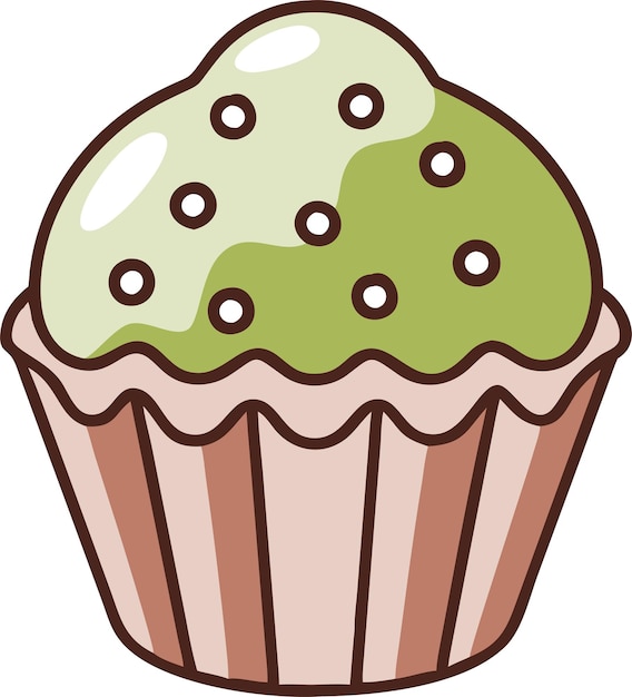 a cartoon drawing of a cupcake with green icing and green icing