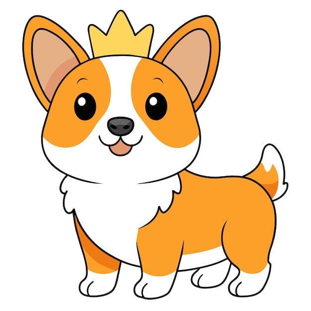 a cartoon drawing of a dog with a crown on its head