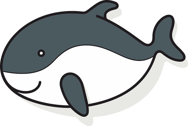 Vector a cartoon drawing of a dolphin with the face and the tail