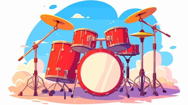 a cartoon drawing of a drum set with a drum set