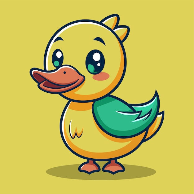 Vector a cartoon drawing of a duck with a green tail