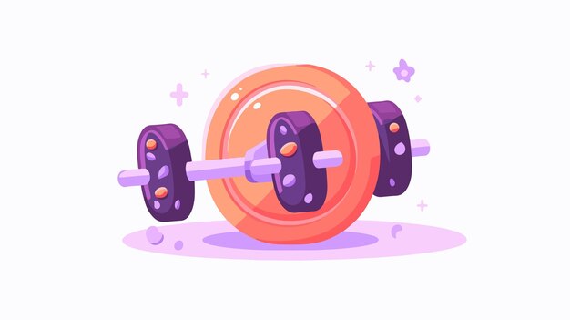 Vector a cartoon drawing of a dumbbell with a purple handle