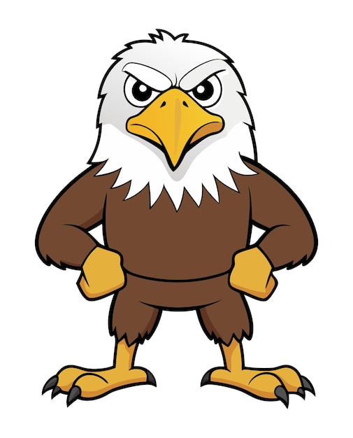 a cartoon drawing of an eagle with a brown shirt on it