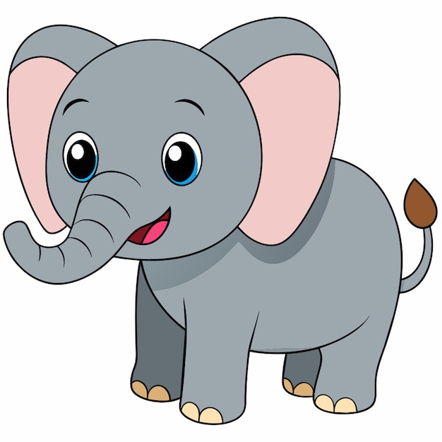 Vector a cartoon drawing of an elephant with a tusk