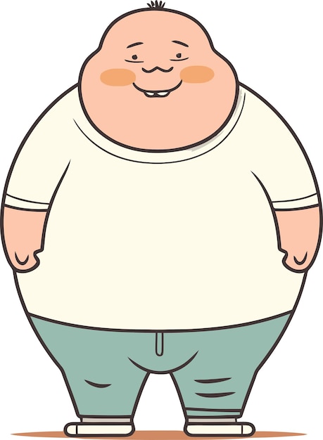 a cartoon drawing of a fat man with a shirt that says fat