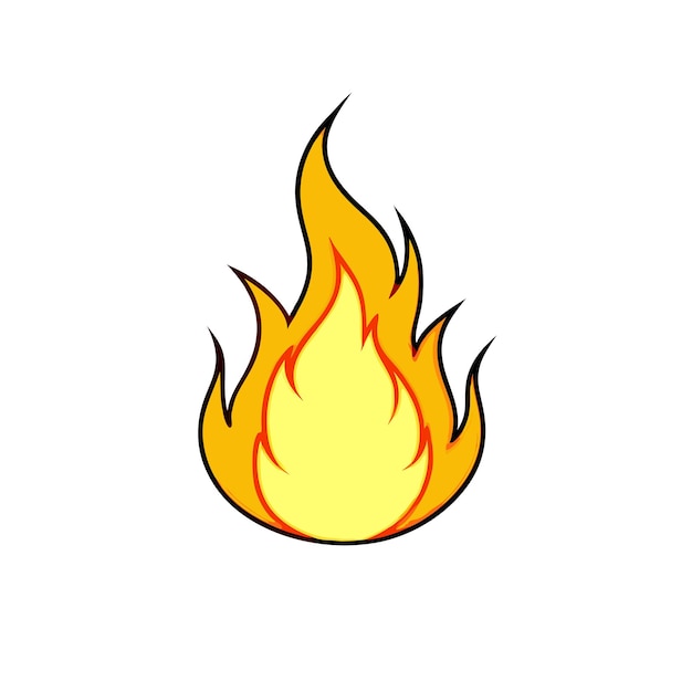 Vector a cartoon drawing of a fire with a yellow background