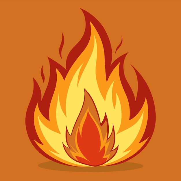 a cartoon drawing of a fire with a yellow background