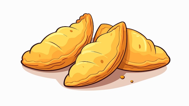 Vector a cartoon drawing of fried food with a cartoon drawing of a croissant