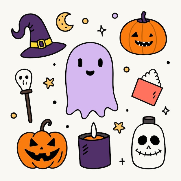 a cartoon drawing of a ghost with a pumpkin on it