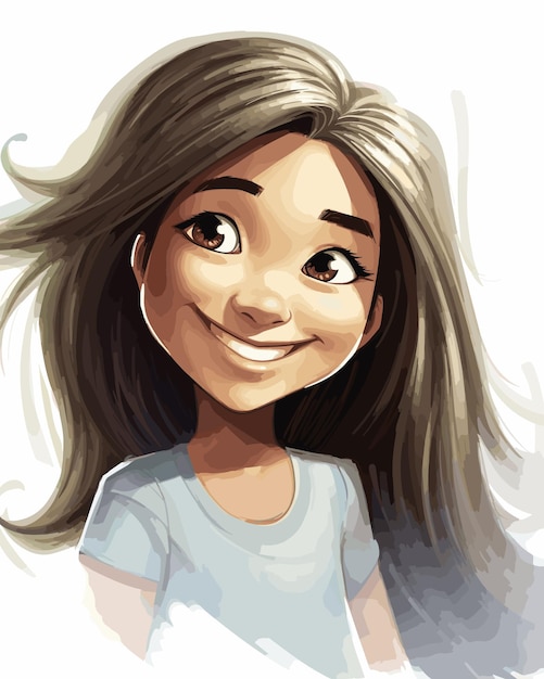 a cartoon drawing of a girl with a big smile