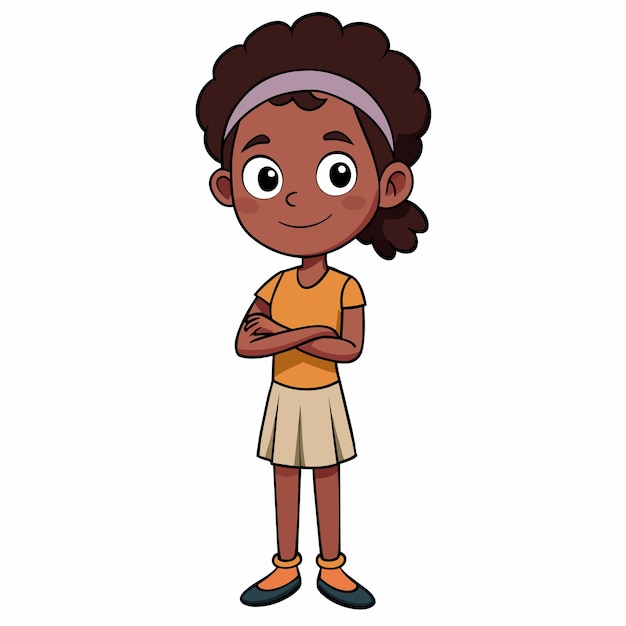 Vector a cartoon drawing of a girl with her arms crossed