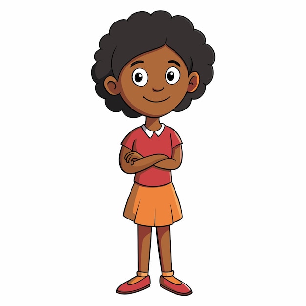 Vector a cartoon drawing of a girl with her arms crossed