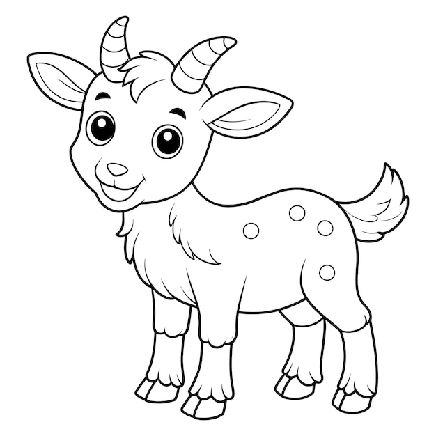 Vector a cartoon drawing of a goat with horns for the coloring page