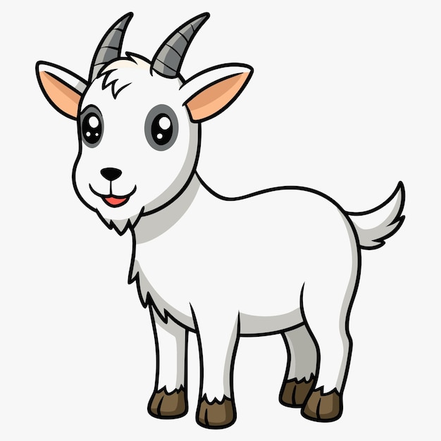 Vector a cartoon drawing of a goat with horns and horns