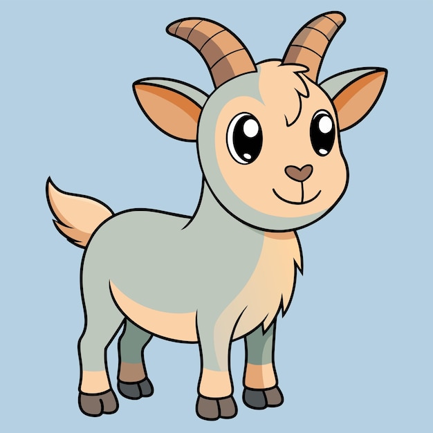 Vector a cartoon drawing of a goat with horns and horns