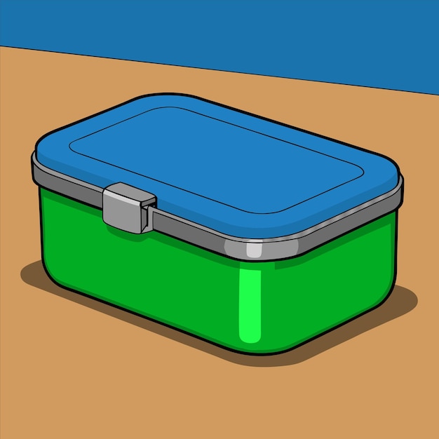 a cartoon drawing of a green box with a blue lid that says quot the word quot on it