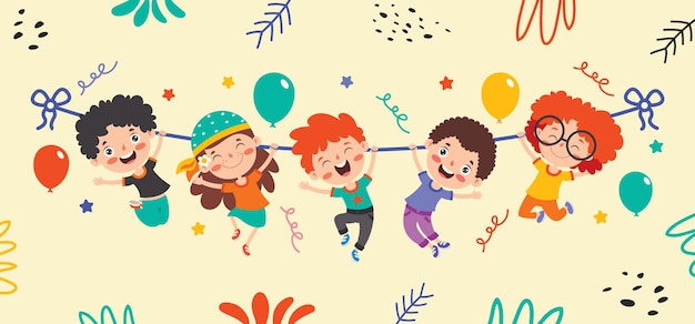 Cartoon Drawing Of Happy Character Swinging