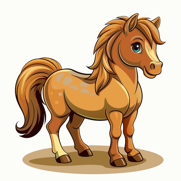 a cartoon drawing of a horse with a brown tail and a brown tail