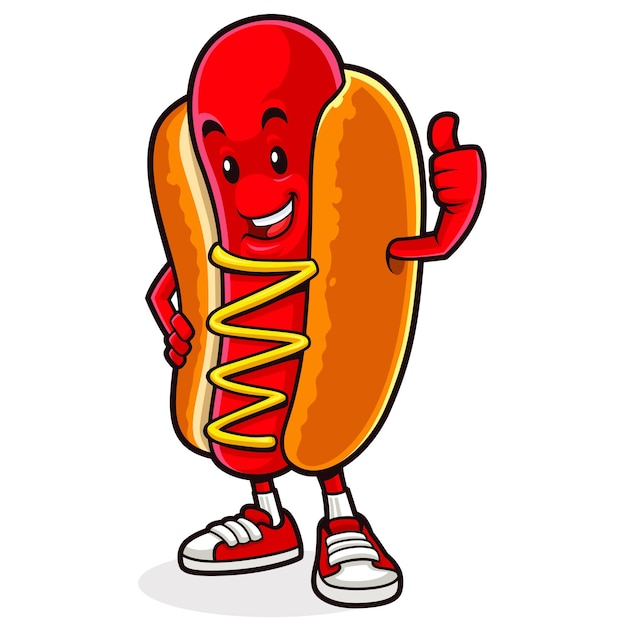 a cartoon drawing of a hot dog with a hot dog on it