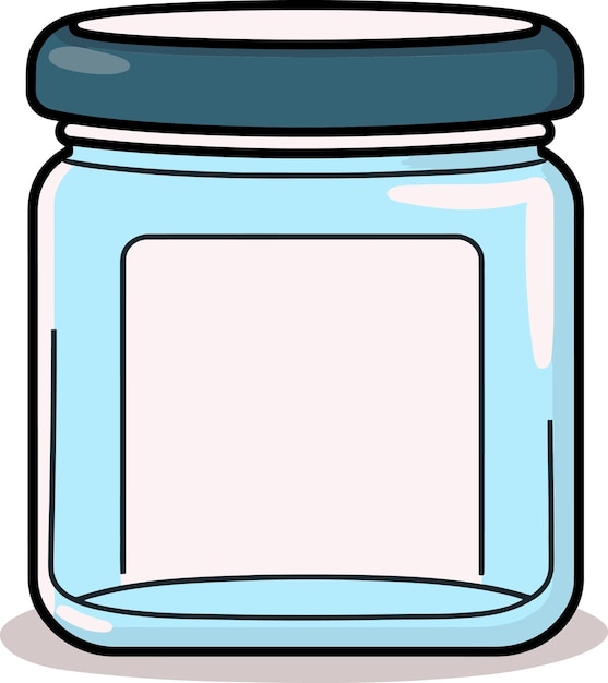 Vector a cartoon drawing of a jar with a blue lid that says  jar