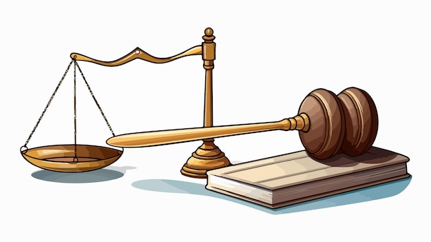 a cartoon drawing of a judges scales with a sign saying  the court