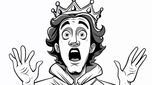 a cartoon drawing of a king wearing a crown